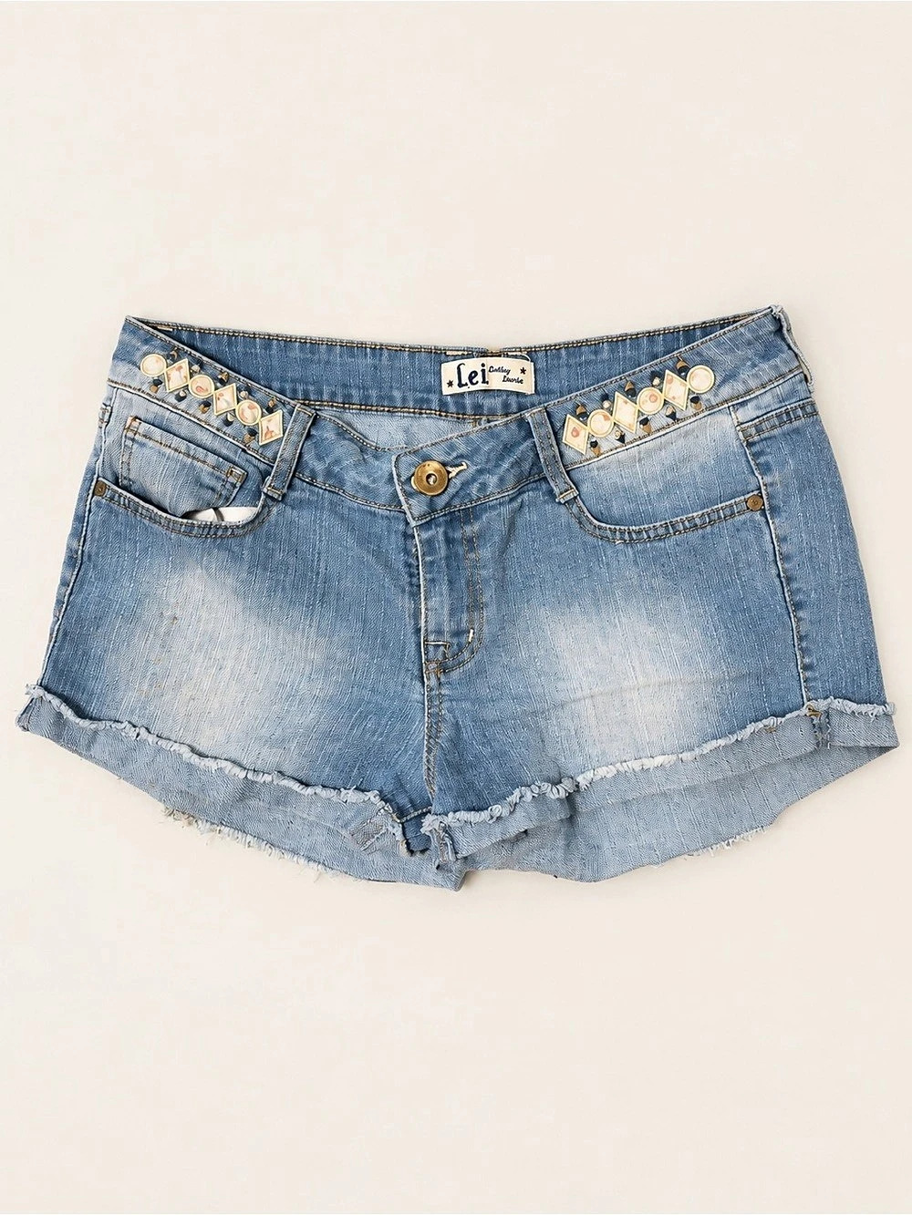 L.e.i. Ashley Y2K Embellished Denim Shorts Size 11